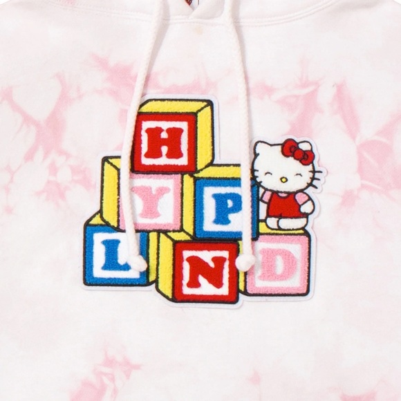 Hypeland HELLO KITTY BLOCKS CHENILLE HOODIE tie dye size small sweatshirt - Picture 3 of 4